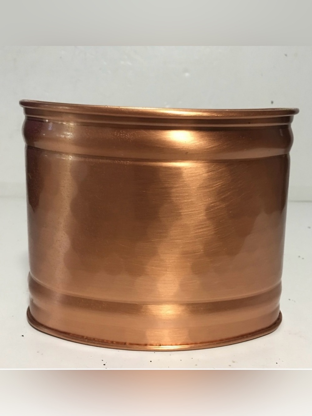 Vtg Bristol Brass hammered copper oval planter decorative container 5” E…